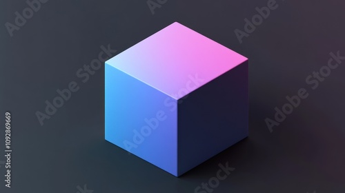 Abstract Cube with Gradient Color Scheme: A Digital 3D Render