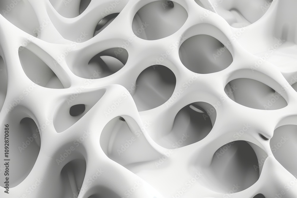 Abstract white organic structure with holes and curves. Abstract white organic structure with holes and curves.