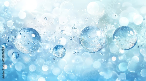 Zen-like water bubbles on a serene blue background