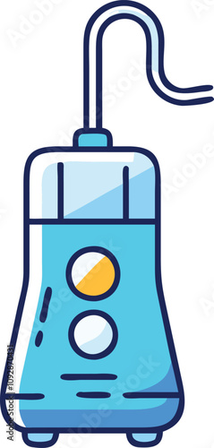 Portable Electric Water Flosser Icon, Vector illustration of a portable electric water flosser with a sleek blue design, ideal for dental hygiene and personal care.  
