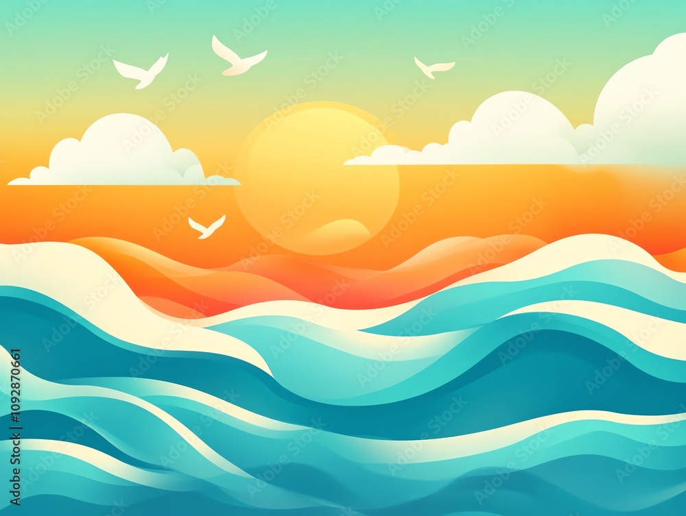 Ocean currents and temperature gradients, flat design illustration Ocean currents and temperature gradients, flat design illustration