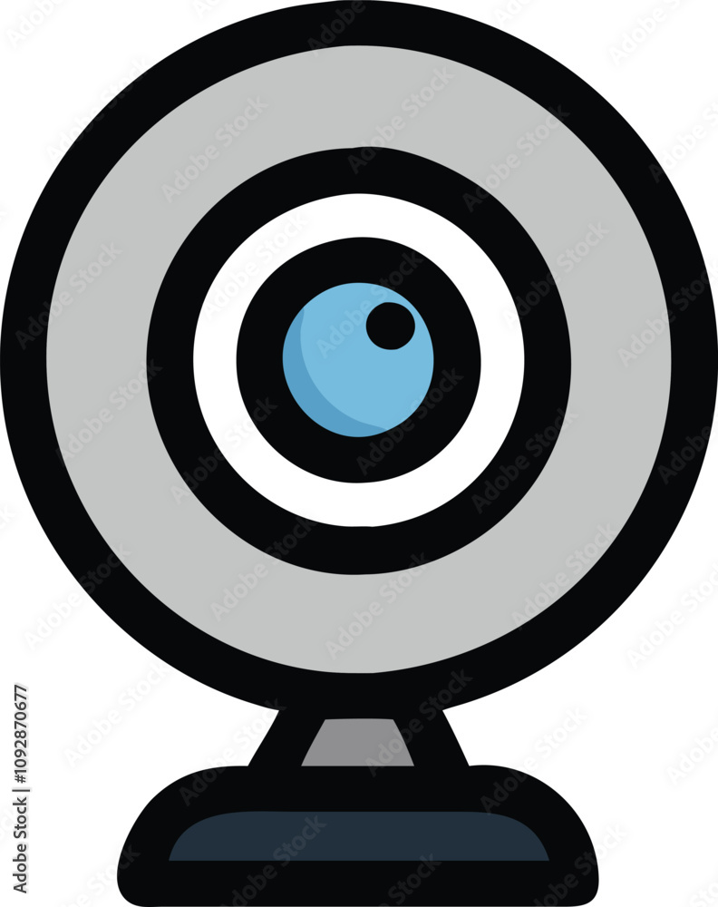 Webcam with Blue Lens and Modern Design, Vector illustration of a modern webcam with a blue lens, white casing, and sleek design, symbolizing video calls and virtual communication.
Webcam with Blue Lens and Modern Design, Vector illustration of a modern webcam with a blue lens, white casing, and sleek design, symbolizing video calls and virtual communication.