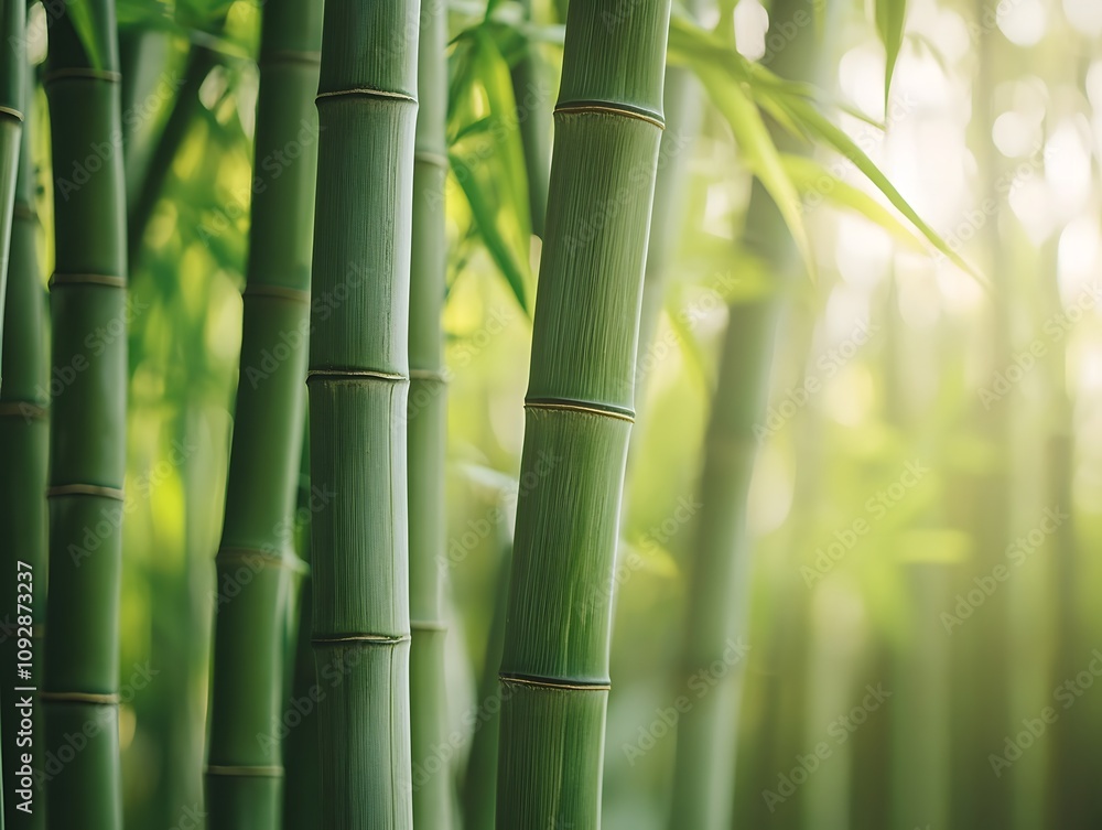 Fototapeta premium Bamboo trees and its segments with blurry background