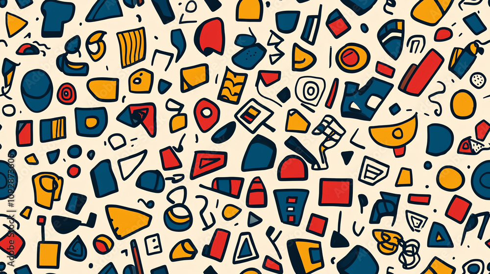 Abstract shapes seamless pattern in bright colors Abstract shapes seamless pattern in bright colors