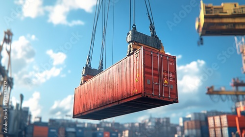 Wallpaper Mural Container being lifting by terminal crane under blue sky Torontodigital.ca