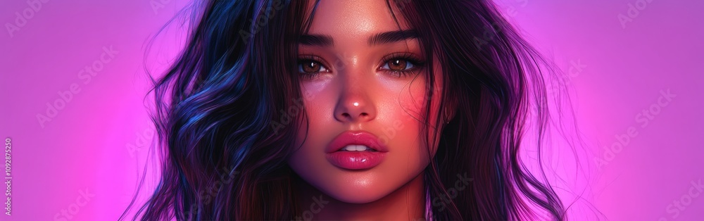 custom made wallpaper toronto digitalPortrait of a Woman with Wavy Brunette Hair