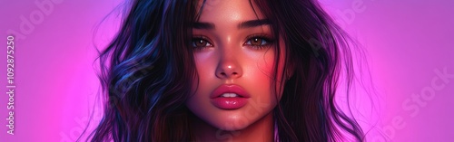 Wallpaper Mural Portrait of a Woman with Wavy Brunette Hair Torontodigital.ca