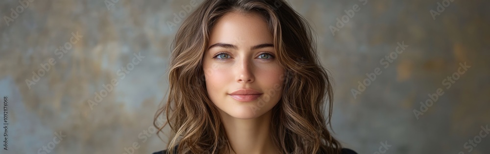 Portrait of a Woman with Wavy Brunette Hair Portrait of a Woman with Wavy Brunette Hair