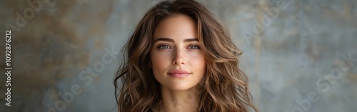 Portrait of a Woman with Wavy Brunette Hair