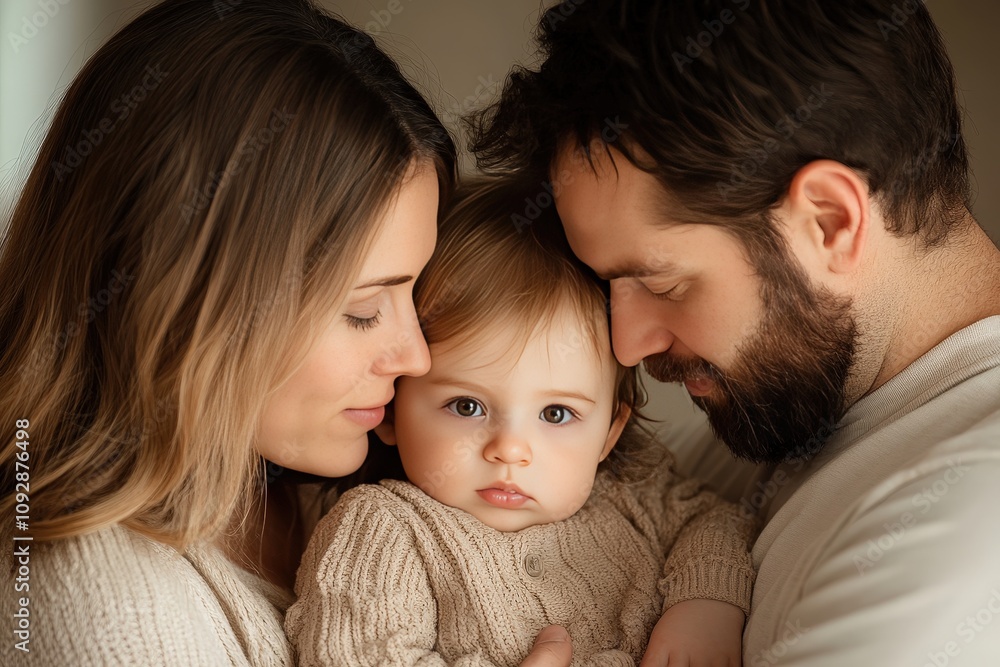 Capturing a Heartwarming Moment of Parents with Their Cherished Child Capturing a Heartwarming Moment of Parents with Their Cherished Child