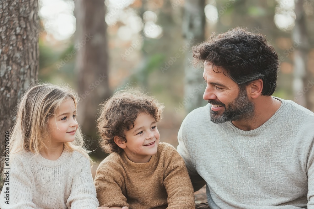 Cherishing Laughter: A Joyful Moment Between Father and Children in Nature Cherishing Laughter: A Joyful Moment Between Father and Children in Nature