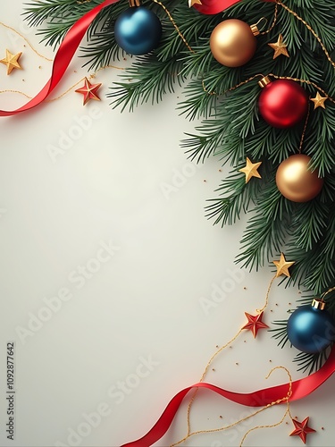 Christmas Background with Blank Space on One Side photo