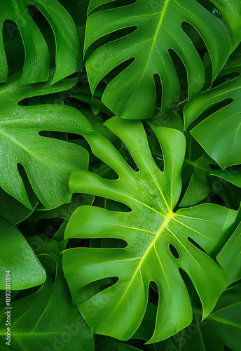 Tropical Leaf Frame with White Background Tropical plant leaves frame a light green background, creating a fresh and vibrant nature-inspired border for designs 
