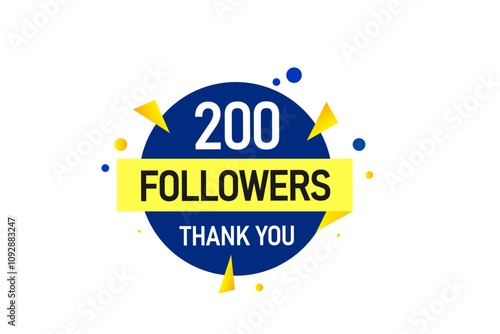 thank you 200k followers, vector, illustration, social, media, post,  subscribers, followers animation design, banner, premium, background
