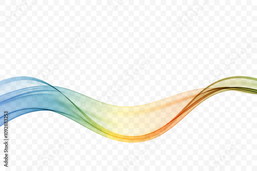 Curved lines in rainbow colors. Abstract wavy wave flow.