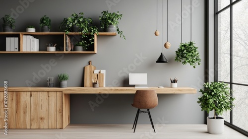 Transforming workspaces ecoinspired modern office in nature interior design green environment sustainable concept photo