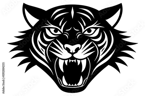 Angry tiger head silhouette.