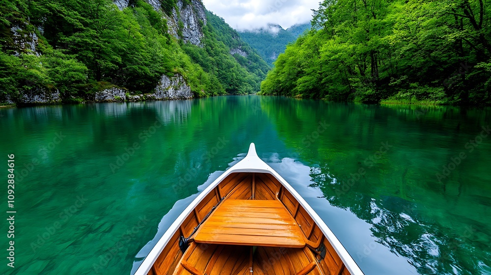 Fototapeta premium Serene boat journey