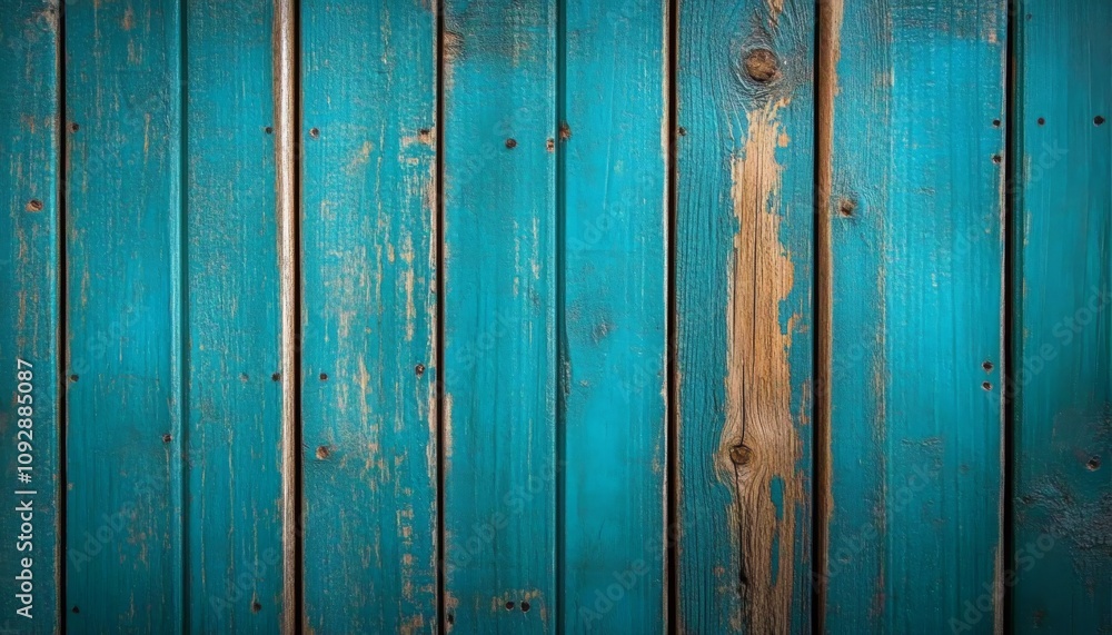 Fototapeta premium Teal Wooden Planks with Rustic Weathered Texture