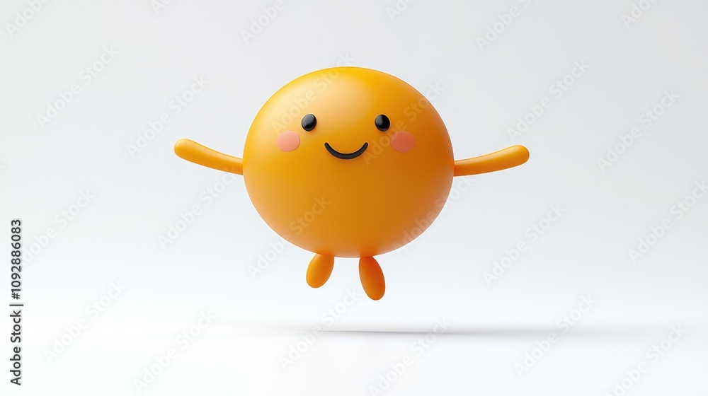 A cheerful yellow emoji character is captured mid-air in a joyful dance leap, extending its arms and legs. This lively emoticon radiates happiness and is perfect for conveying positive emotions A cheerful yellow emoji character is captured mid-air in a joyful dance leap, extending its arms and legs. This lively emoticon radiates happiness and is perfect for conveying positive emotions