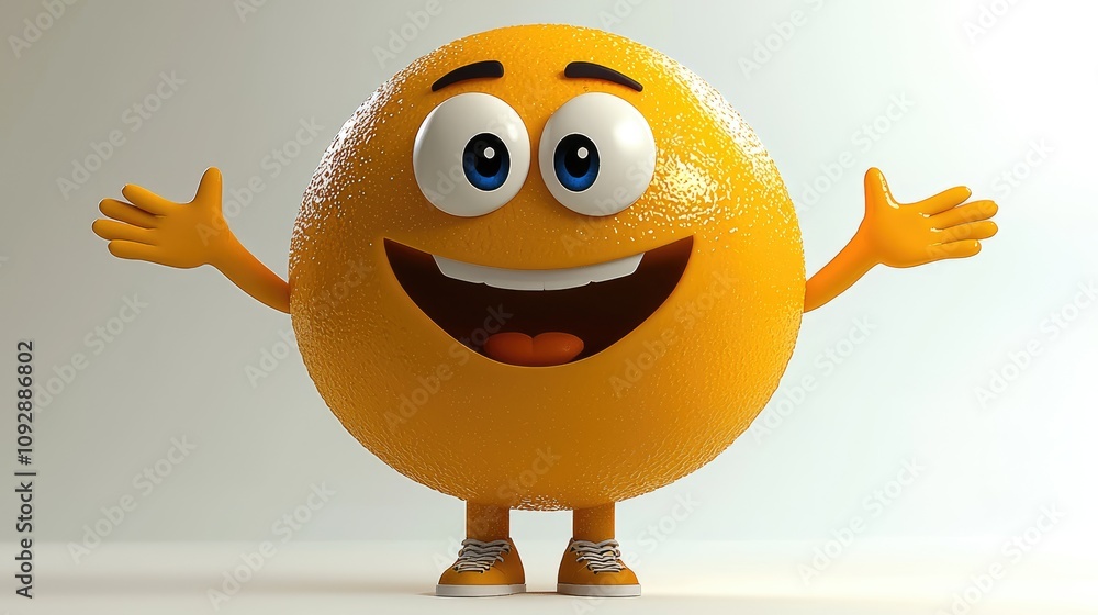 A cheerful orange emoji stands with arms wide open, showcasing a friendly smile. This playful character embodies fun and positivity, making it ideal for various communication contexts A cheerful orange emoji stands with arms wide open, showcasing a friendly smile. This playful character embodies fun and positivity, making it ideal for various communication contexts