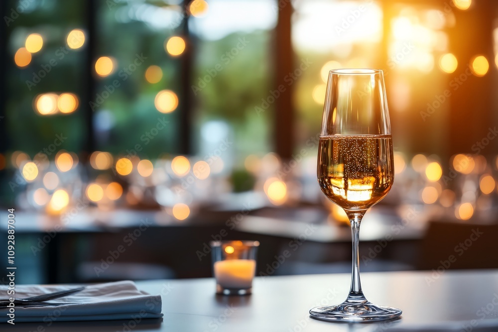 A close-up of a wine glass on a table in a warmly lit restaurant, capturing the elegance and cozy atmosphere ideal for dining and relaxation. A close-up of a wine glass on a table in a warmly lit restaurant, capturing the elegance and cozy atmosphere ideal for dining and relaxation.
