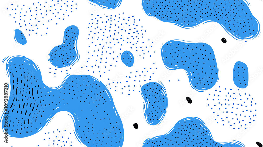 Fototapeta premium Abstract blue spots seamless pattern on white