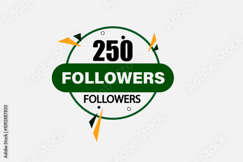 thank you 250k followers, vector, illustration, social, media, post,  subscribers, followers animation design, banner, premium, background
