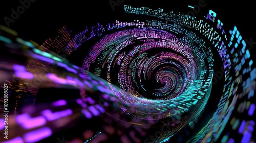 Illuminating the Power of Large Language Models: A Vibrant 3D Render Depicting Intelligent Information Flow