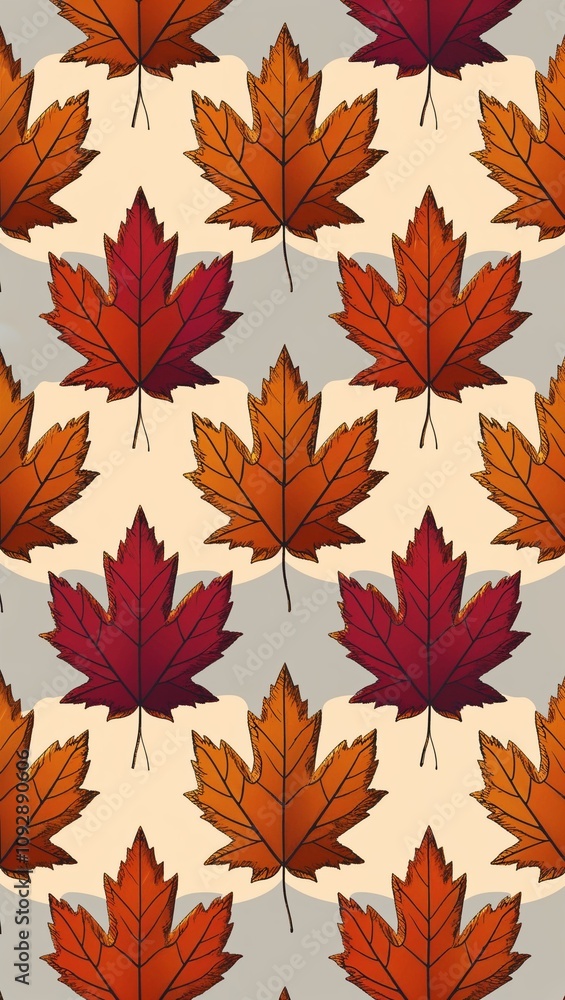 Obraz premium Abstract autumn maple leaf pattern hand drawing