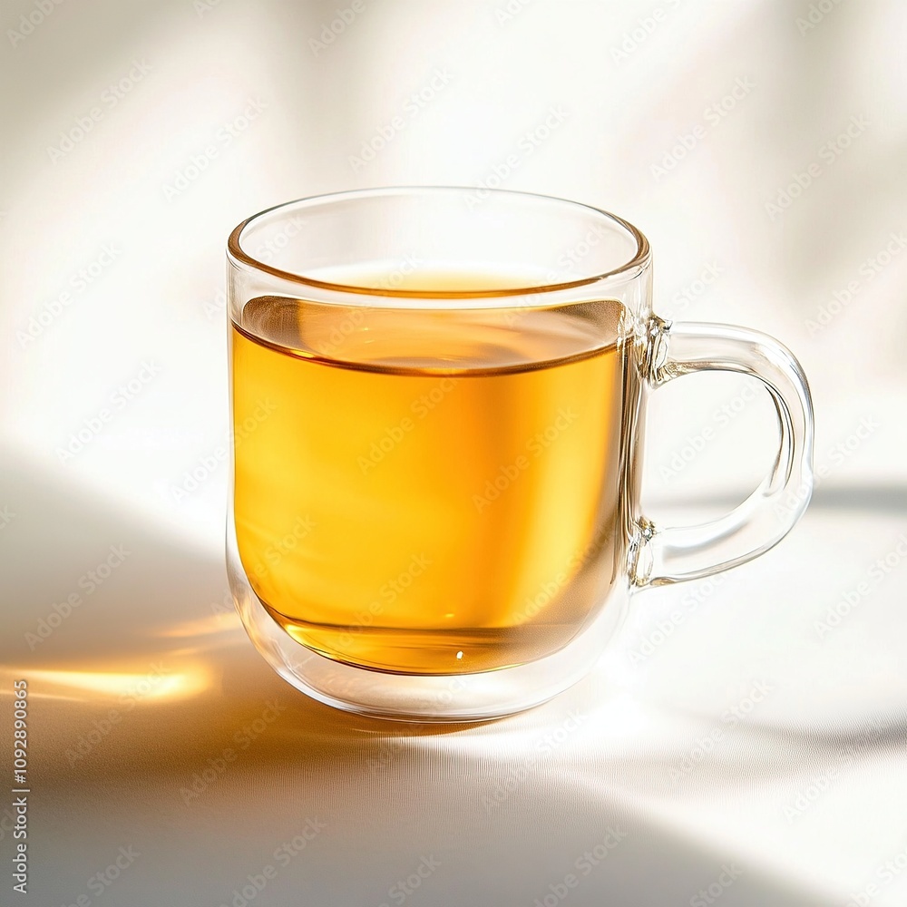 Herbal tea in transparent glass mug on white background. Herbal tea in transparent glass mug on white background.