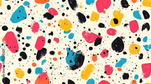 Colorful spots seamless pattern with splatter effect