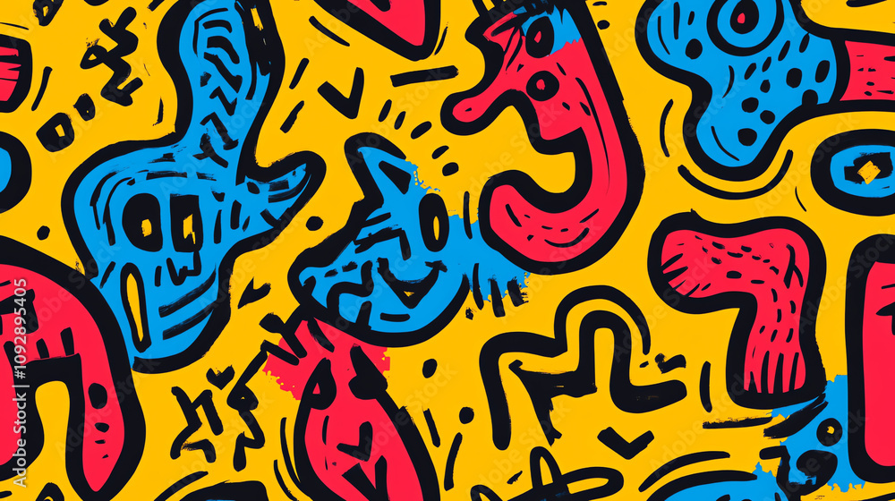 Colorful Graffiti Style Seamless Pattern Colorful Graffiti Style Seamless Pattern