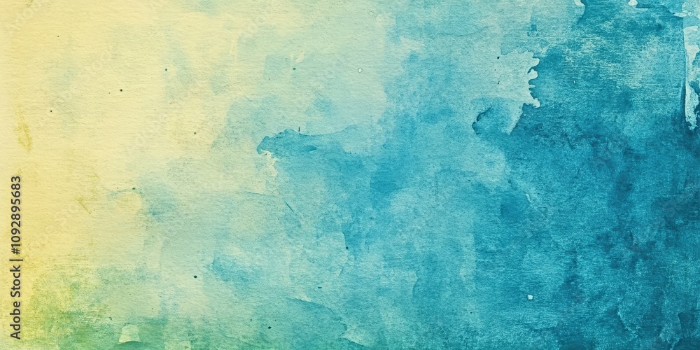 Obraz premium Beautiful Abstract Watercolor Background in Shades of Yellow and Blue, Perfect for Invitations, Greeting Cards, and Creative Projects Capturing Light and Vibrancy