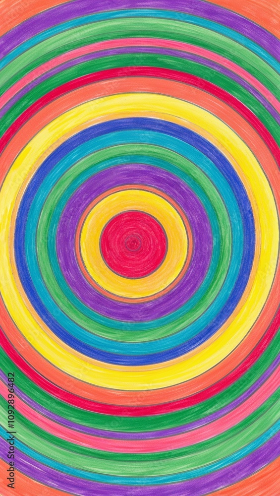 Gradient concentric circles in vibrant colors hand drawing Gradient concentric circles in vibrant colors hand drawing