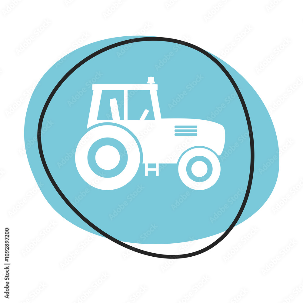 Traktor Button - Icon in blau und weiß Traktor Button - Icon in blau und weiß