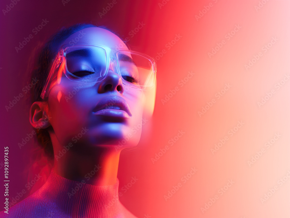A radiant woman with closed eyes and ethereal lighting, creating a dreamlike, otherworldly atmosphere. A radiant woman with closed eyes and ethereal lighting, creating a dreamlike, otherworldly atmosphere.