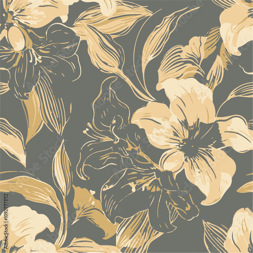 botanical floral vector seamless pattern with roses herbs and leaves big set background with flowers