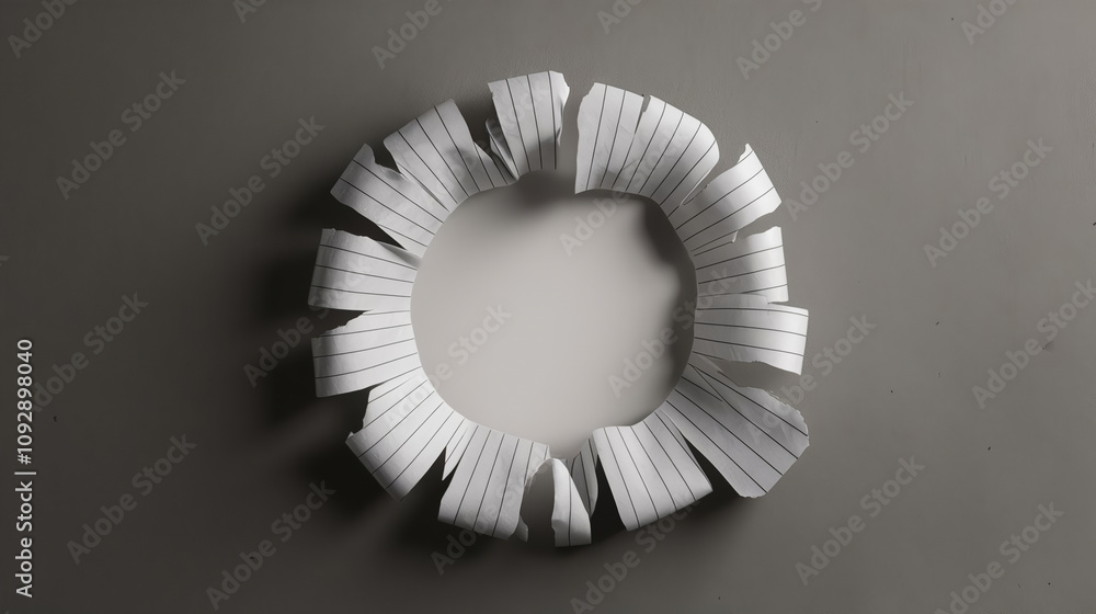 Obraz premium Torn hole and ripped of paper with gray background