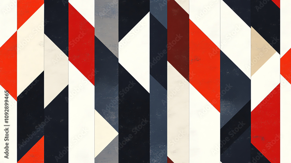 Fototapeta premium Constructivist Seamless Pattern in Red and Black