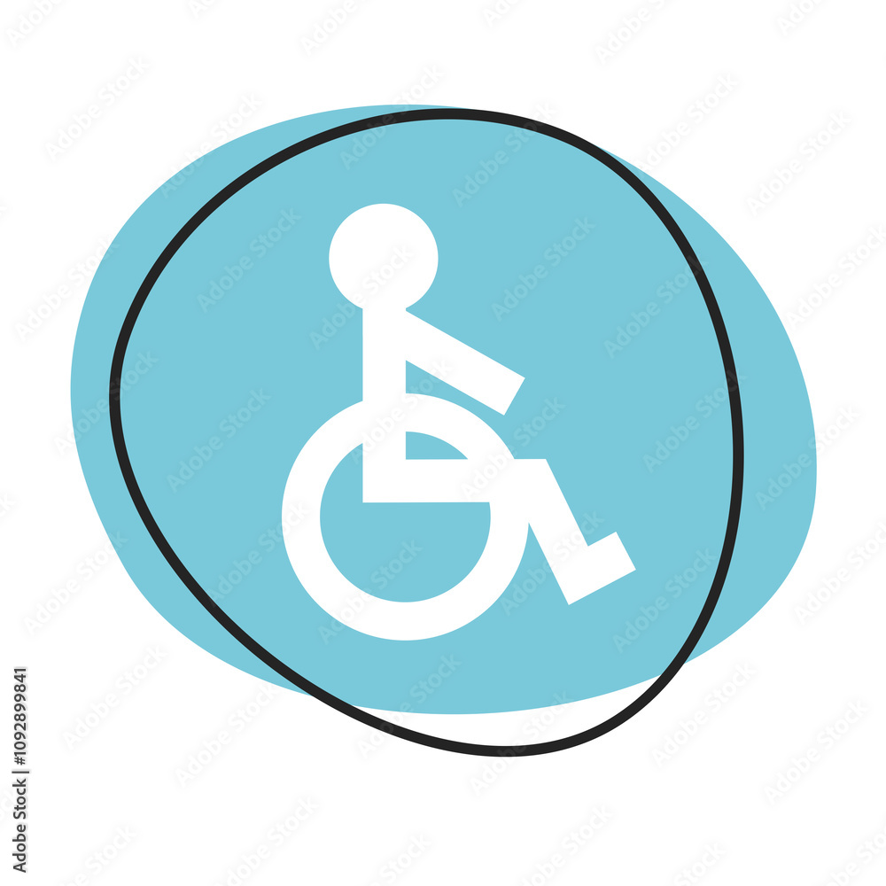Rollstuhl Button - Icon in blau und weiß Rollstuhl Button - Icon in blau und weiß