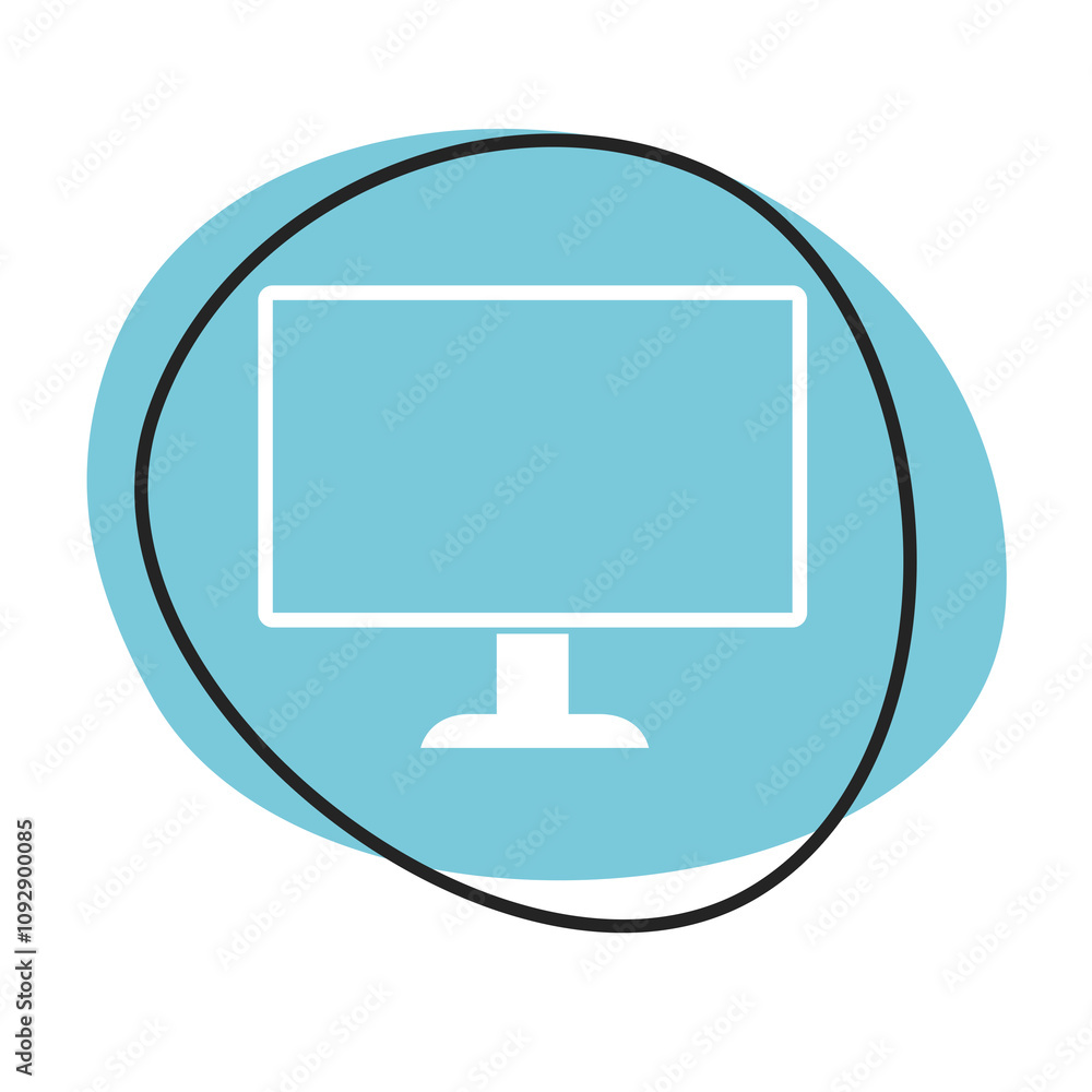 Monitor Button - Icon in blau und weiß Monitor Button - Icon in blau und weiß