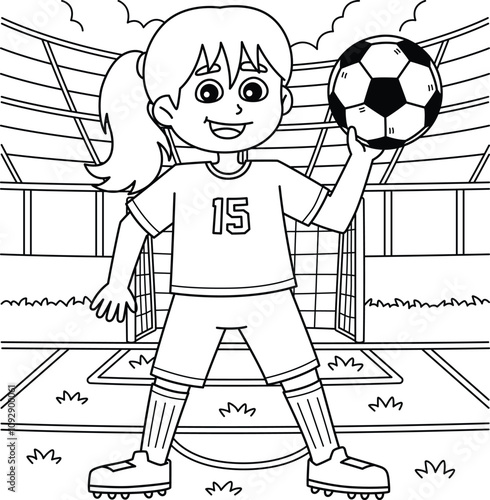 Female Soccer Player Coloring Page for Kids