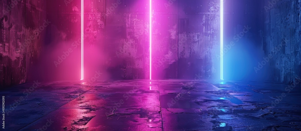 Neon Lights Reflecting on Wet Concrete Neon Lights Reflecting on Wet Concrete