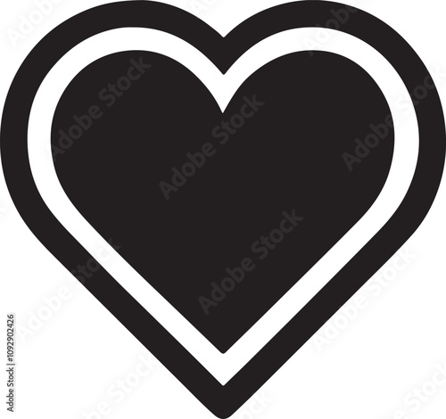 Heart Icon Vector Silhouette, Heart with black and whiteBackground, Heart Line Art Illustration Drawing