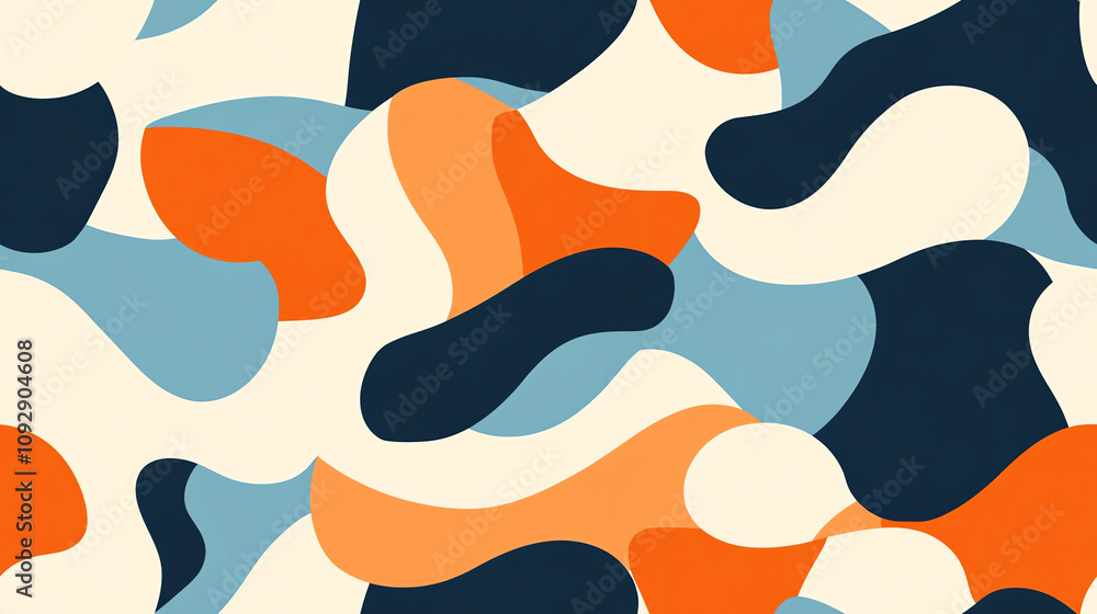 Fluid organic seamless pattern in blue and orange Fluid organic seamless pattern in blue and orange