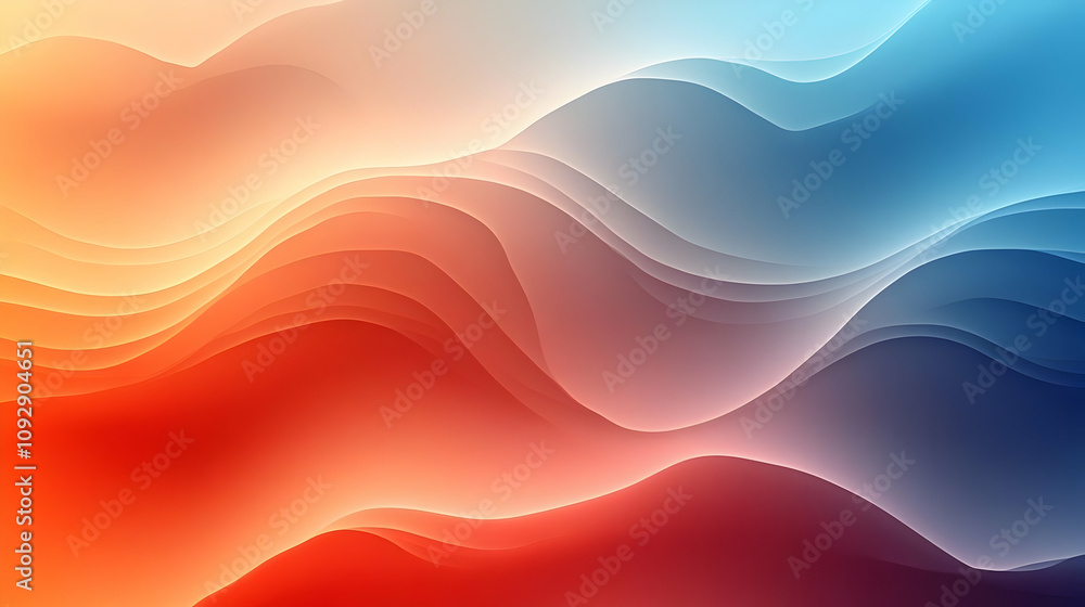 Abstract Waves: Red, Blue Gradient Flow Seamlessly
