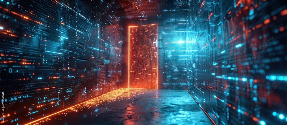 Digital Gateway: Futuristic Neon Corridor Digital Gateway: Futuristic Neon Corridor