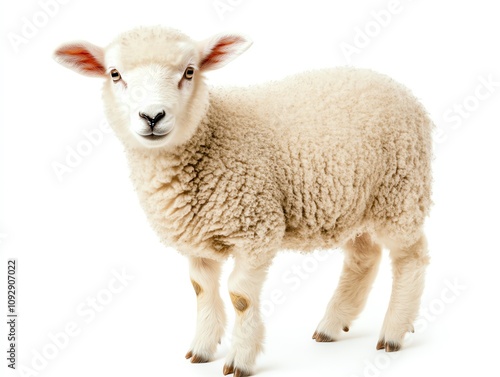 Cute lamb on a white isolated background