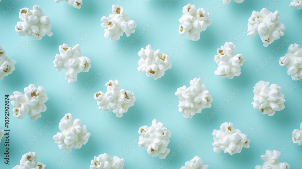 The Popcorn on Blue Background The Popcorn on Blue Background